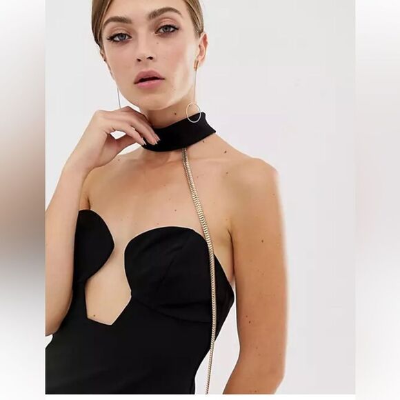 ASOS Design Deep plunge circular bra Midi Bodycon Dress NWT - Picture 3 of 6